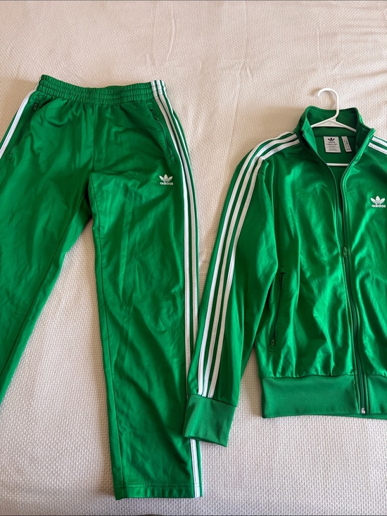 adidas Other - adidas Green Men Track Jacket & Joggers with White Stripes